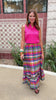 SSYS Daisy One Tier Bright Multi Madras Maxi Skirt