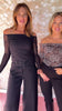 SSYS Angie Off The Shoulder Mesh Top In Black Rhinestone