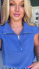 SSYS Baylee Half Zip Cap Sleeve Knit Top in Royal
