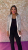 Silver Sequin Long Shawl Collar Blazer