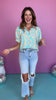 Teal Short Sleeve Collared Button Down Top