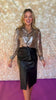 Brown Animal Print Shimmer Finish Top