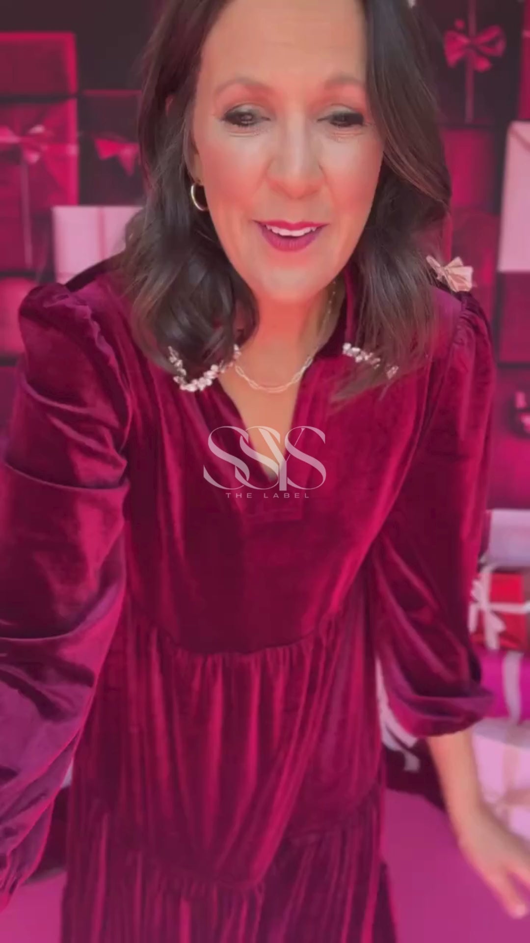 Celebrate the season in elegance with the SSYS Snow Velvet Maxi Dress, featuring a luxe velvet body, a flattering tiered silhouette, and a stunning rhinestone-trimmed collar that adds just the right amount of sparkle. The rich berry tone and flowy fit make this a timeless holiday dress for every special occasion—from Christmas parties to winter weddings.