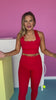 SSYS Red Longline Scallop Cross Back Sports Bra