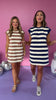 Navy Striped Cap Sleeve Dress