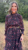 SSYS Danielle Long Sleeve Tiered Maxi Dress In Midnight Teal Floral