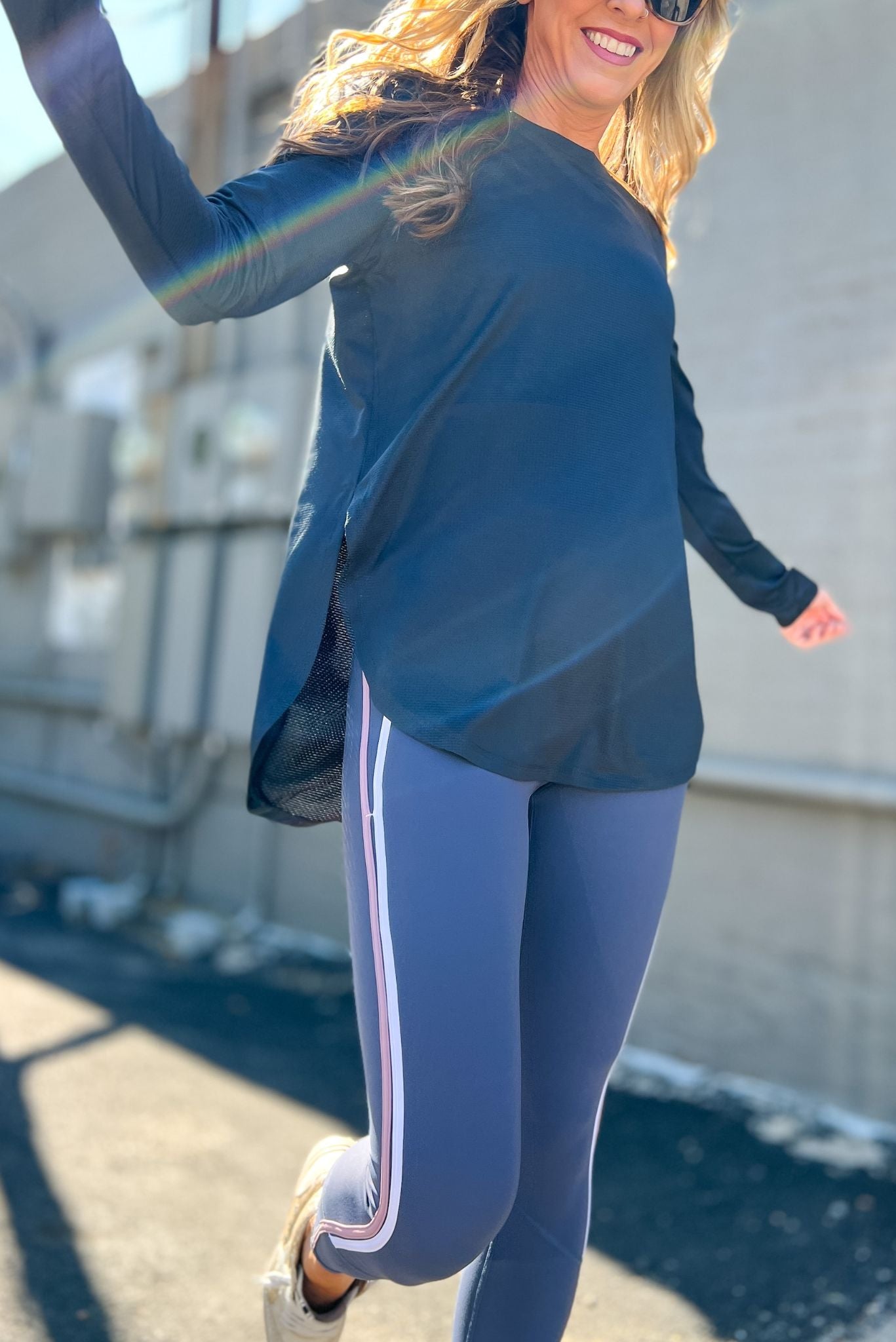 Charcoal Long Sleeve Active Top SSYS The Label, fall fashion, layers, must have, everyday wear, workout, mom style, shop style your senses by mallory fitzsimmons