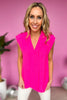 hot pink V Neck Front Pleat Sleeveless Top, spring fashion, spring top, front pleat detail, work to weekend, must have, shop style your senses by mallory fitzsimmons