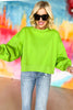 green Balloon Sleeve Sweatshirt, pink soft material, everyday wear, everyday sweatshirt, mom style, lounge to lunch, shop style your senses by mallory fitzsimmons