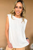 White Round Neck Shoulder Pad Sleeveless Top, spring fashion, work to weekend, shoulder pad detail, elevated look, mom style, shop style your senses by mallory fitzsimmons