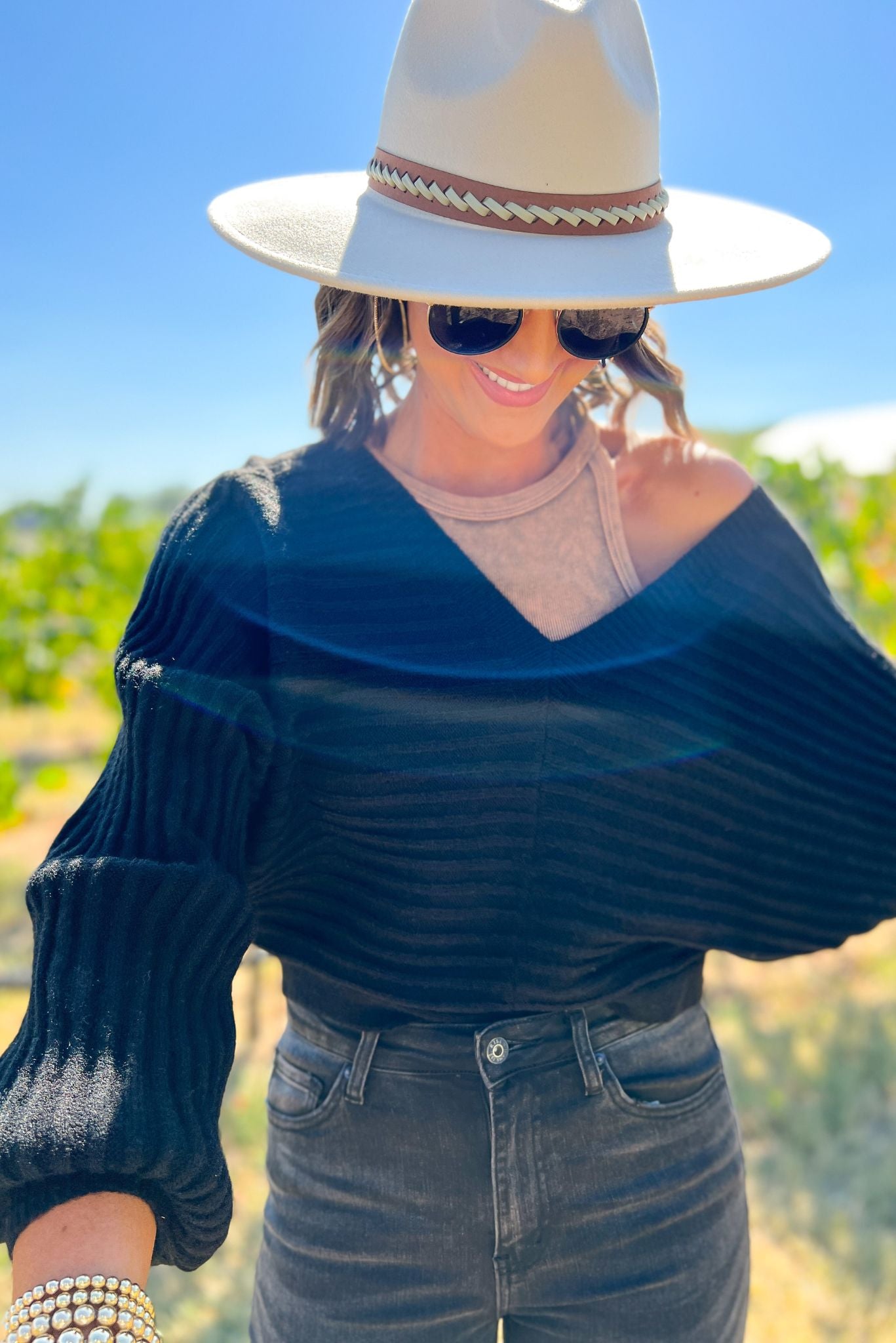 black V Neck Ribbed Knit Open Back Sweater, fall fashion, must have, sweater weather, mom style, date night, shop style your senses by mallory fitzsimmons