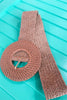 Mocha Rattan Round Buckle Stretch Belt