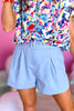 light blue High Waisted Belted Shorts, spring break, belted waist, resort wear, mom style, shop style your senses by mallory fitzsimmons