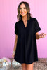 SSYS black Collared Crepe Dress, collar detail, shift dress, v neck, must have, office look, shop style your senses by mallory fitzsimmons