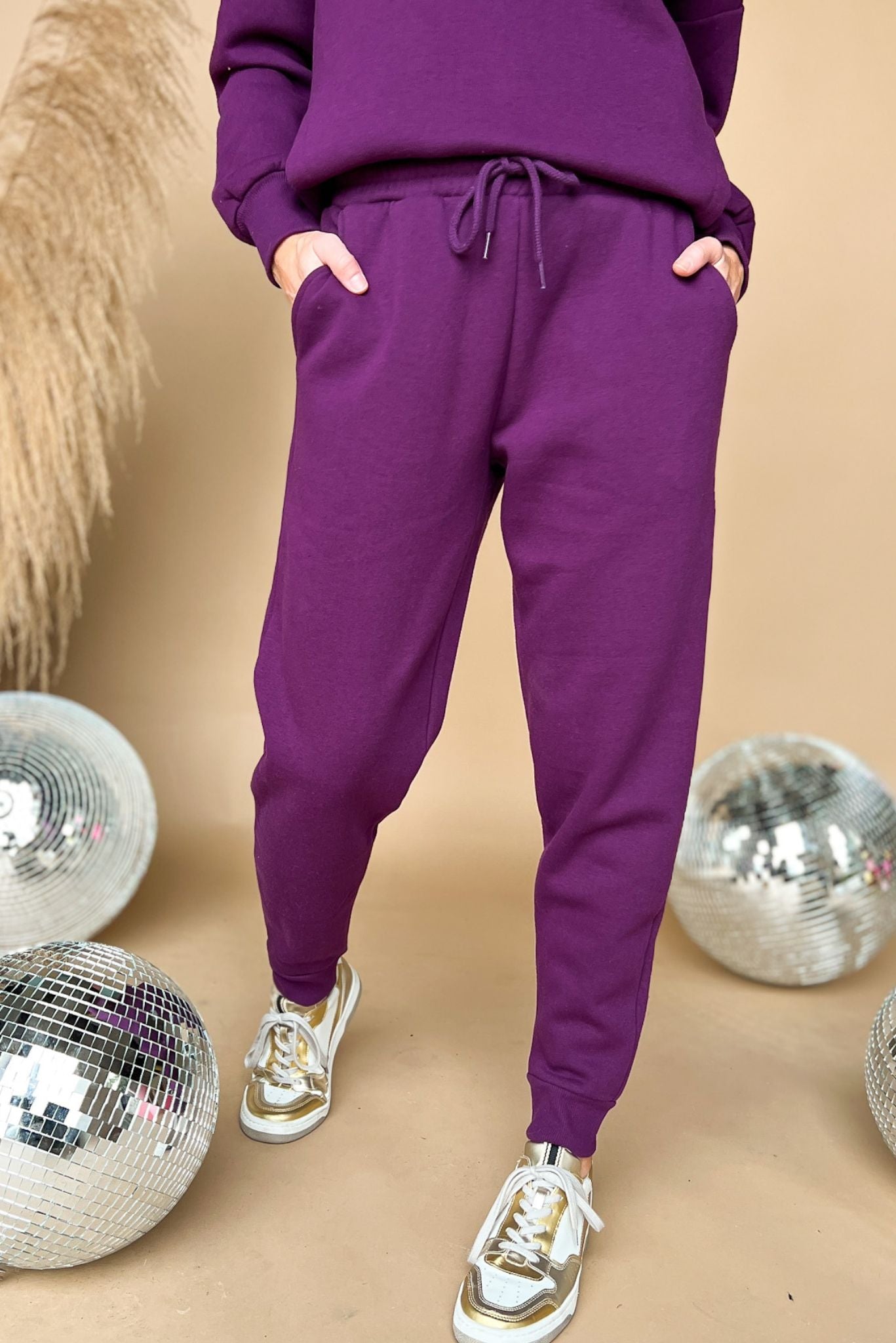 Purple Round Neck Pullover And Joggers Set, matching set, must have, lounge set, travel outfit, mom style, chic, shop style your senses by mallory fitzsimmons