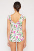 Cream Floral Printed V Neck Tie One Piece Swimsuit *FINAL SALE*