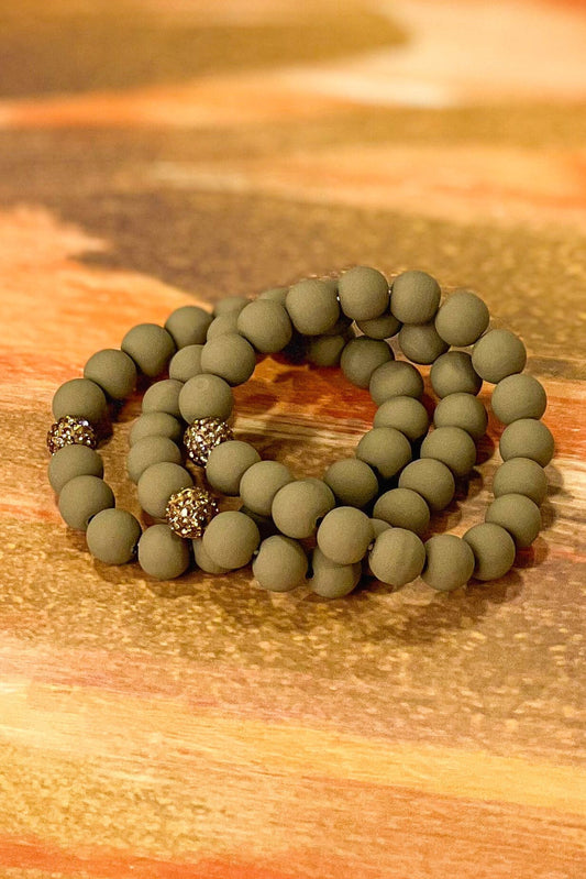Brown Matte Clay Ball Beaded Bracelet Stack, beaded stack bracelet, elevated fall stack, everyday wear, mix and match, shop style your senses by mallory fitzsimmons