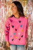queen Of Sparkles Pink Multi Sequin Heart Sweatshirt queen of sparkles, valentine's day, all pink, trendy, date night look, mom style, elevated look, shop style your senses by mallory fitzsimmons