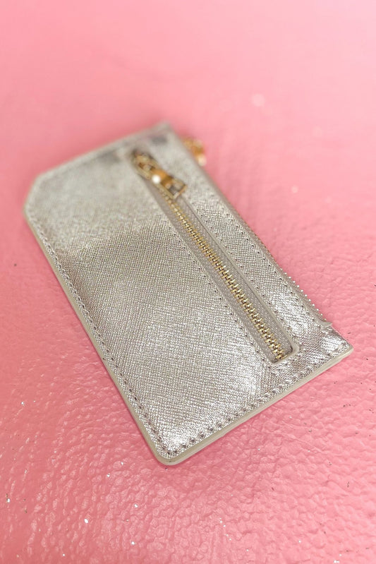 Silver Card Holder With Zipper, must have, crossbody, everyday wear, mom style, shop style your senses by mallory fitzsimmons