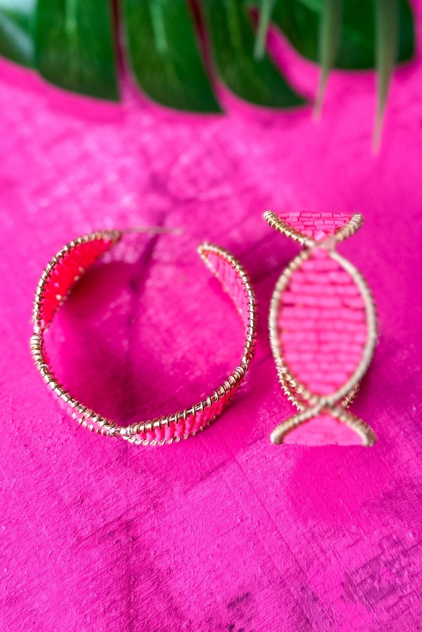 Pink Bead Wrapped Hoop Earrings, rainbow, hoop, everyday wear, summer look, must have, shop style your senses by mallory fitzsimmons