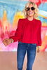 Red Mock Neck Pleat Detail Long Sleeve Top, holiday look, fall must have, mom style, work wear, shop style your senses by mallory fitzsimmons