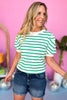 green Striped Puff Short Sleeve Top, puff sleeve, stripe detail, must have, easy fit, knit, shop style your senses by mallory fitzsimmons