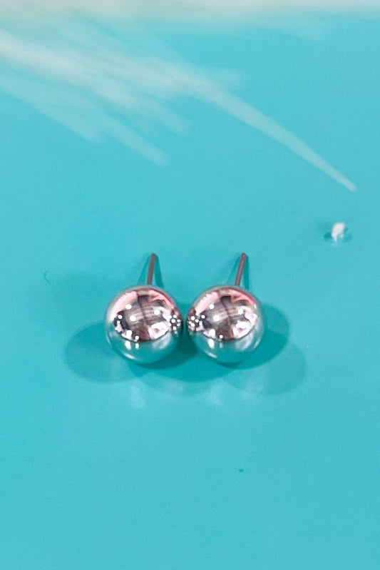 Silver Shiny Ball Bead Stud Earrings *FINAL SALE*