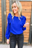 Royal Blue Shoulder Bow Long Sleeve Top Top, fall fashion, fall must have, work wear, mom style, date night, shop style your senses by mallory fitzsimmons