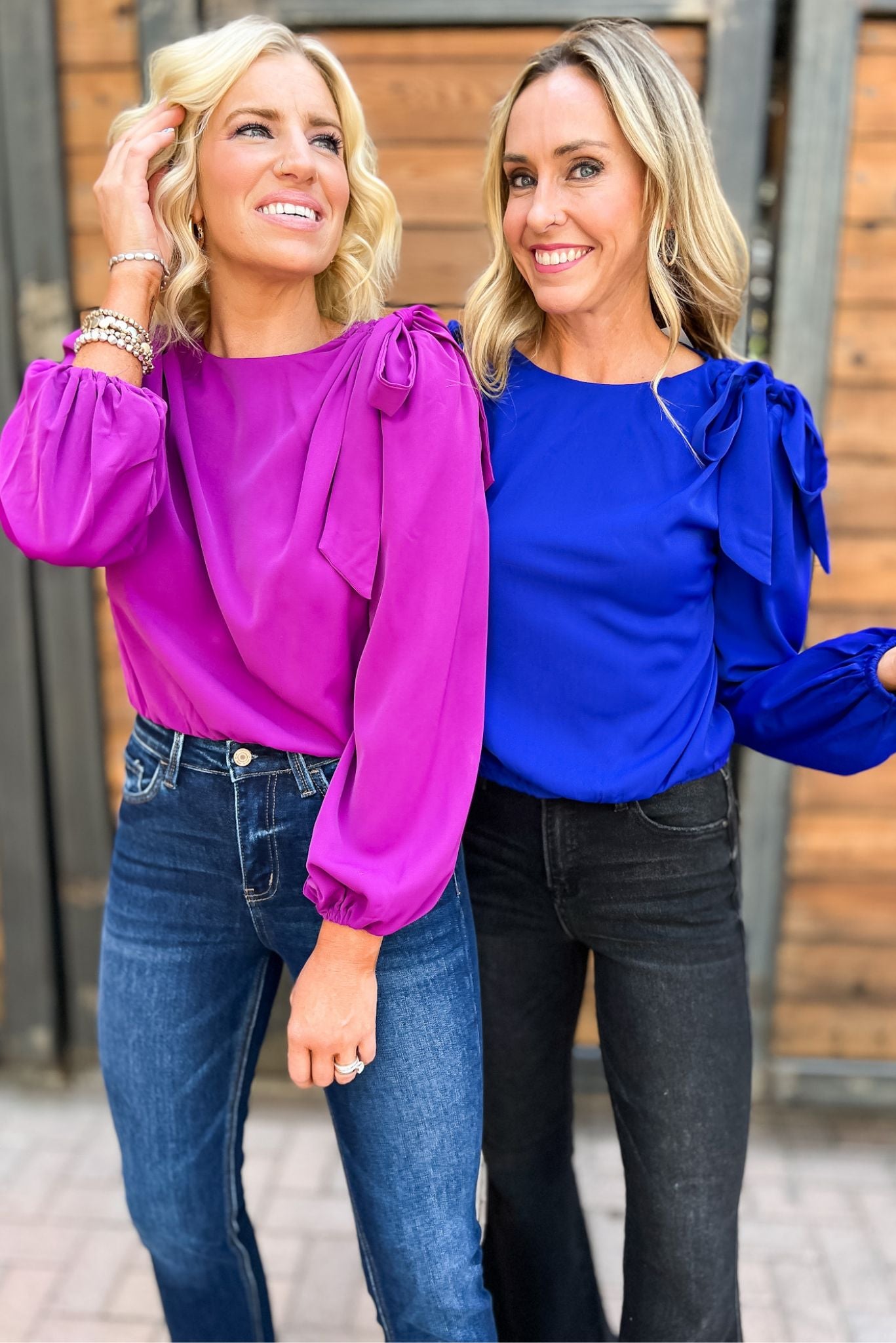 Royal Blue Shoulder Bow Long Sleeve Top – Shop Style Your Senses