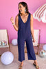 Navy V Neck Sleeveless Straight Leg Linen Blend Jumpsuit, v neck, linen, easy fit, must have, summer staple, shop style your senses by mallory fitzsimmons