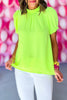 lime Frill Neck Puff Short Sleeve Top, spring break, resort wear, frill neck, puff sleeve, shop style your senses by mallory fitzsimmons