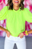 lime Frill Neck Puff Short Sleeve Top, spring break, resort wear, frill neck, puff sleeve, shop style your senses by mallory fitzsimmons