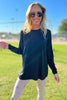 Black Textured Side Slits Long Sleeve Top, long sleeve, white long sleeve, work out outfit, lounge wear, athleisure, leggings, matching set, shop style your senses by mallory fitzsimmons