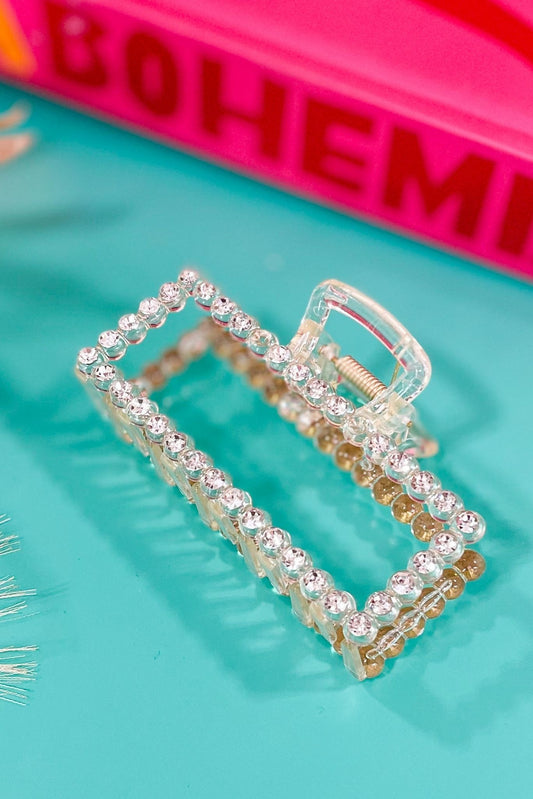 Clear Rhinestone Rectangle Hair Claw Clip