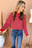Red Geometric Scalloped Hem Sweater, fall fashion, must have, mom style, chic, date night, sweater weather, shop style your senses by mallory fitzsimmons
