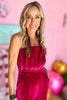 Hot Pink Velvet Strapless Pleated Wide Leg Jumpsuit, holiday look, holiday party, elevated look, must have, shop style your senses by mallory fitzsimmons