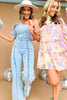 Acid Wash One Shoulder Denim Jumpsuit. Puff shoulder. flare bottoms. tighter fitting piece. mom style. western wear. concert attire. Shop Style Your Senses by Mallory Fitsimmons.