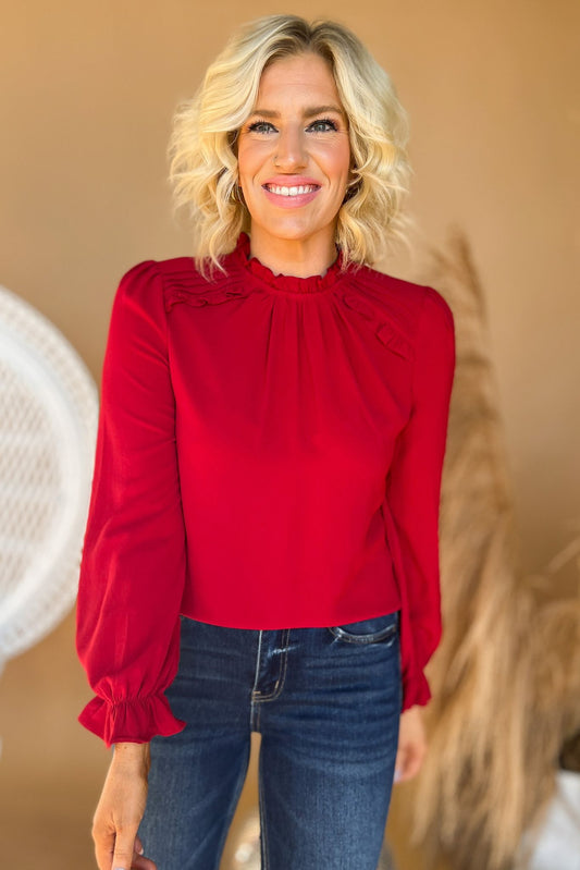 Wine Mock Neck Long Sleeve Pleat Detail Top, fall fashion, must have, pleat detail, work to weekend, mom style, shop style your senses by mallory fitzsimmons