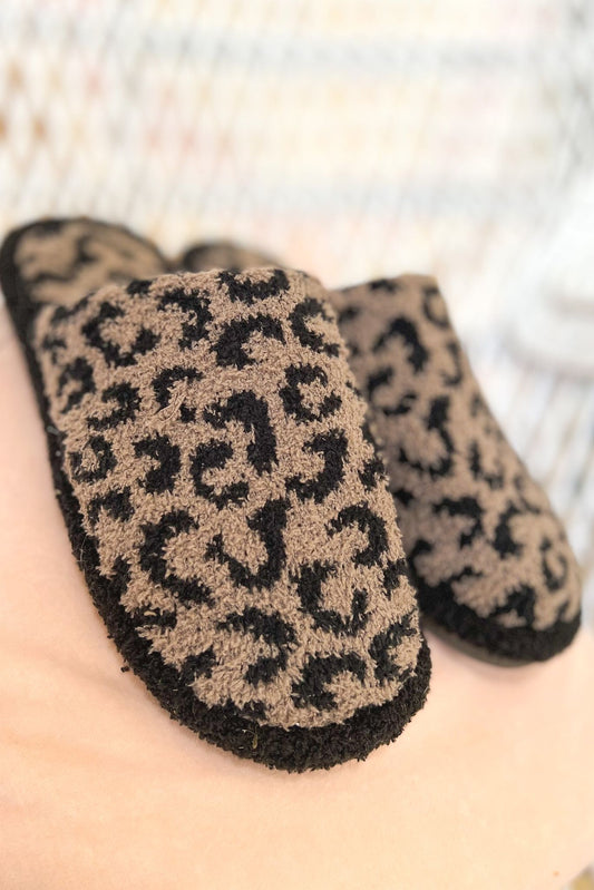 Coffee Animal Print Cozy Slippers *FINAL SALE*