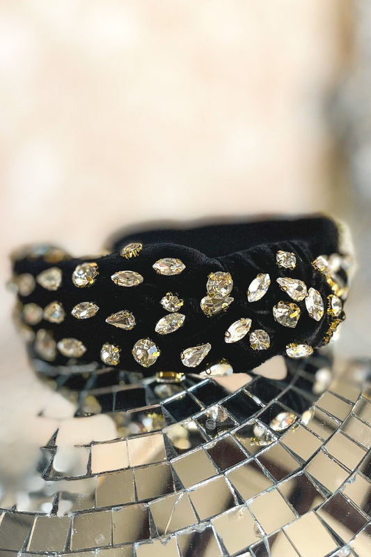 black Velvet Rhinestone Knot Headband, fall accessory, velvet, rhinestone detail, must have, chic, mom style, shop style your senses by mallory fitzsimmons