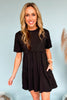 Black Exposed Hem Babydoll T Shirt Dress, basic dress, everyday wear, mom style, must have, shop style your senses by mallory fitzsimmons