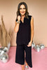 SSYS Black Collared V-Neck Sleeveless Luxe Knit Top And Wide Leg Pants Set, travel set, luxe knit, mom style, two piece set, v neck, must have, shop style your senses by mallory fitzsimmons