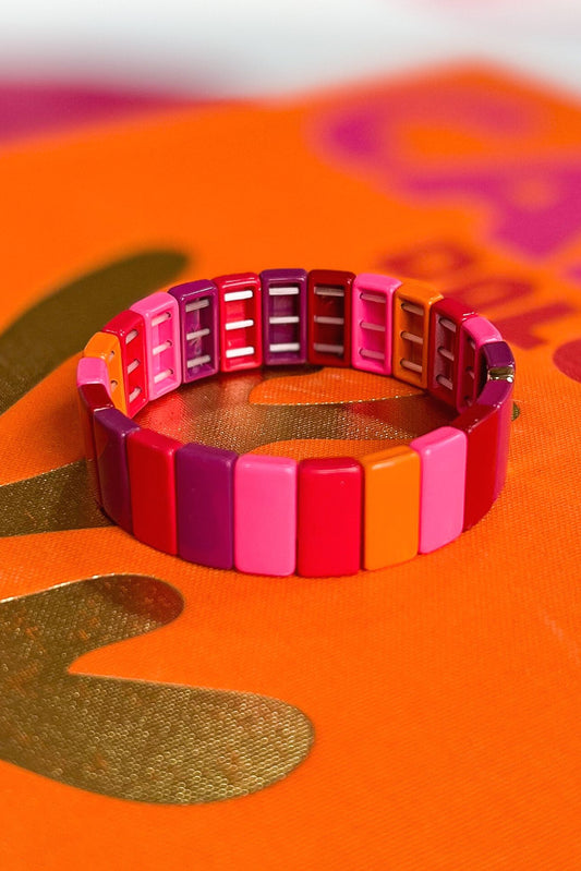 hot pink purple large Tile Bracelet, fall fashion, fall stack, must have, elevated look, elevated stack, mom style, shop style your senses by mallory fitzsimmons