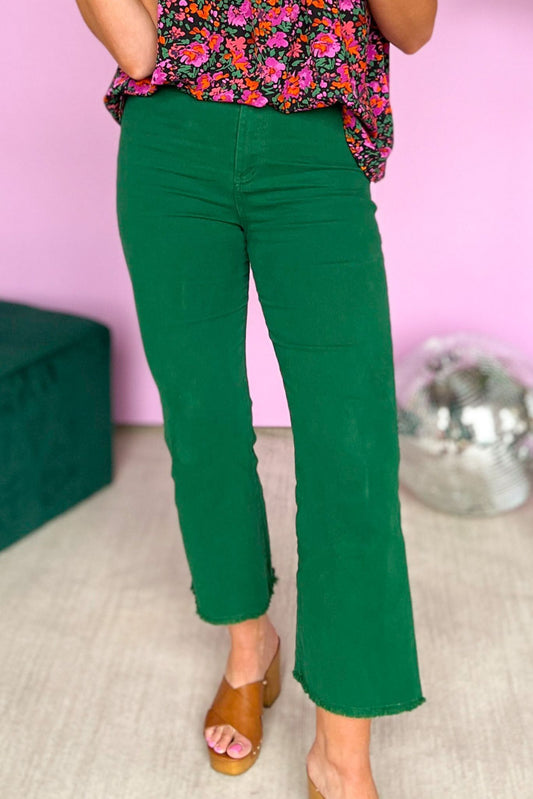  Green High Rise Wide Leg Crop Pant, trendy, spring fashion, frayed hem, must have, shop style your senses by mallory fitzsimmons