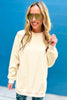 Cream Corded Sweatshirt With Side Slit SSYS The Label