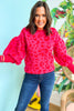 Hot Pink Red Animal Print Balloon Sleeve Sweater, frill neck detail, holiday look, chic, must have, mom style, elevated look, shop style your senses by mallory fitzsimmons