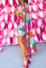 Pink Multi V Neck High Low Caftan Dress *FINAL SALE*