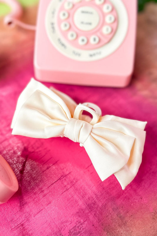 Ivory Bow Hair Claw Clip