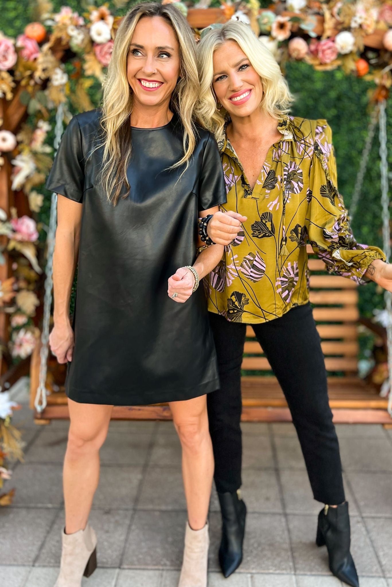 Black Faux Leather Round Neck Shift Dress, fall fashion, fall must have, mom style, thanksgiving look, leather, shop style your senses by mallory fitzsimmons