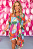 Pink Multi V Neck High Low Caftan Dress *FINAL SALE*